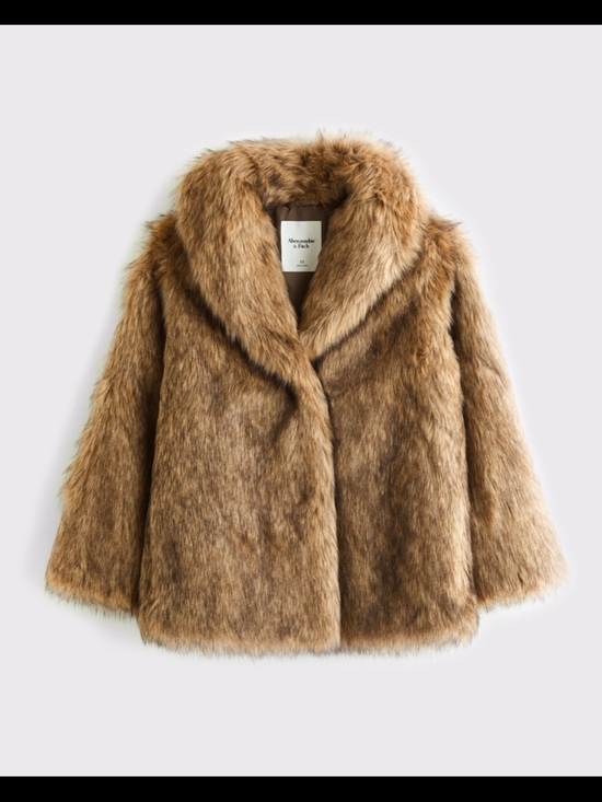 Abercrombie & Fitch Jackets & Blazers - Abercrombie & Fitch Shawl Collar Faux Fur Coat - Brown